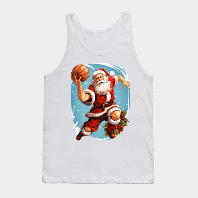 Santa Clause Play Basketball Christmas Gift Tank Top by Blura